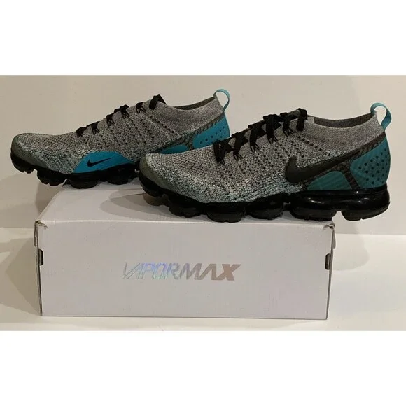 Nike Air VaporMax Flyknit 2 Mens 11.5 Black Dusty Cactus Hyper Jade Sneaker - Picture 6 of 16